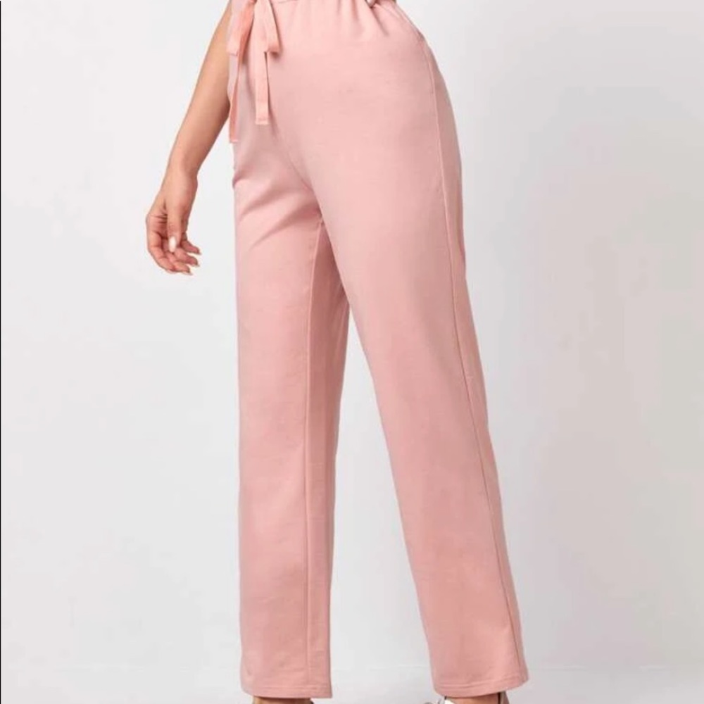 Pink Drawstring Waist Solid Pants - Picture 8 of 8